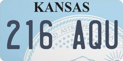 KS license plate 216AQU