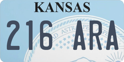 KS license plate 216ARA