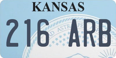 KS license plate 216ARB