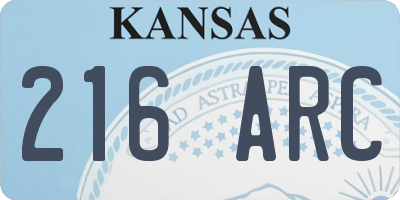 KS license plate 216ARC