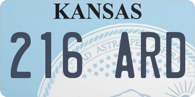 KS license plate 216ARD