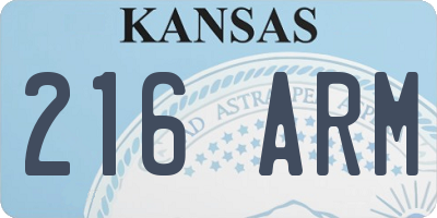 KS license plate 216ARM