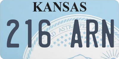 KS license plate 216ARN