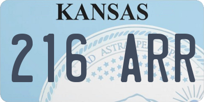 KS license plate 216ARR