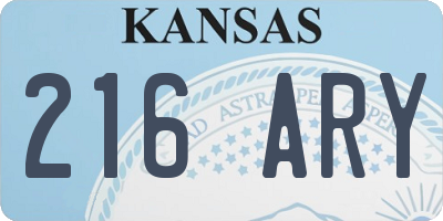 KS license plate 216ARY