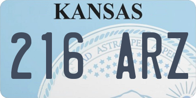 KS license plate 216ARZ
