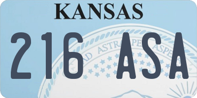 KS license plate 216ASA