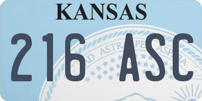 KS license plate 216ASC