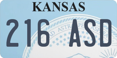 KS license plate 216ASD