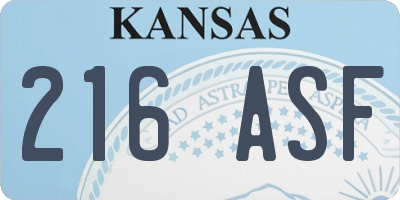KS license plate 216ASF