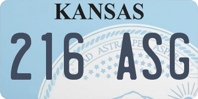KS license plate 216ASG