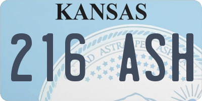 KS license plate 216ASH