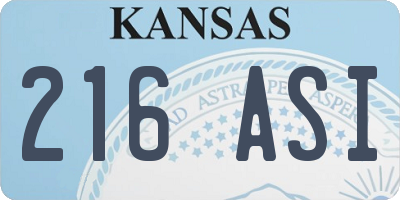 KS license plate 216ASI
