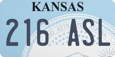 KS license plate 216ASL