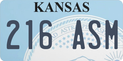 KS license plate 216ASM