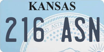 KS license plate 216ASN