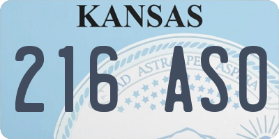 KS license plate 216ASO