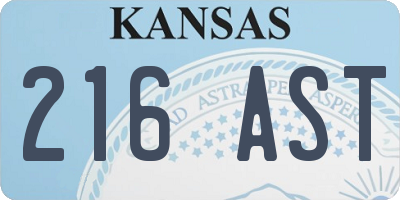 KS license plate 216AST
