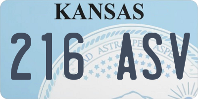 KS license plate 216ASV