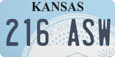 KS license plate 216ASW