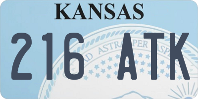 KS license plate 216ATK