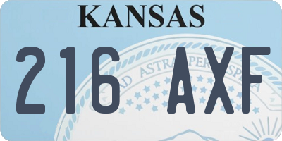 KS license plate 216AXF