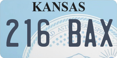 KS license plate 216BAX