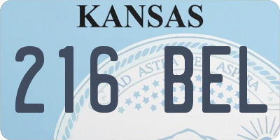 KS license plate 216BEL