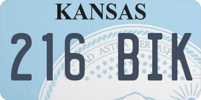 KS license plate 216BIK
