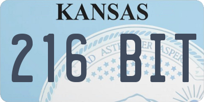 KS license plate 216BIT