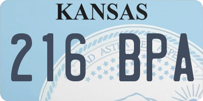KS license plate 216BPA