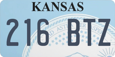 KS license plate 216BTZ
