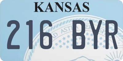 KS license plate 216BYR