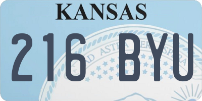 KS license plate 216BYU