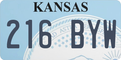 KS license plate 216BYW