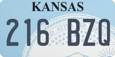 KS license plate 216BZQ