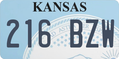 KS license plate 216BZW