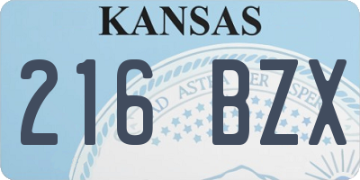 KS license plate 216BZX