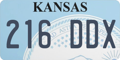 KS license plate 216DDX