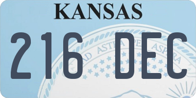 KS license plate 216DEC
