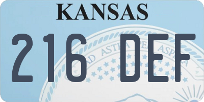 KS license plate 216DEF