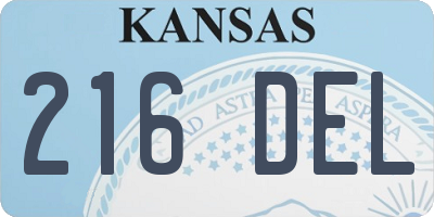 KS license plate 216DEL