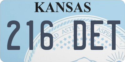 KS license plate 216DET