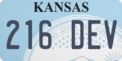 KS license plate 216DEV