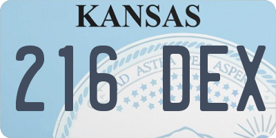 KS license plate 216DEX