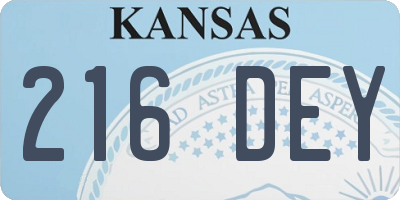KS license plate 216DEY