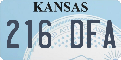 KS license plate 216DFA