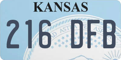 KS license plate 216DFB