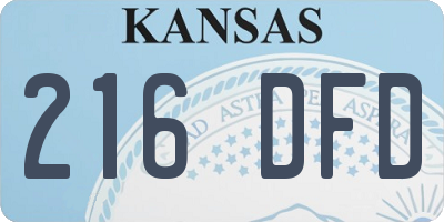 KS license plate 216DFD