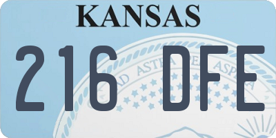 KS license plate 216DFE